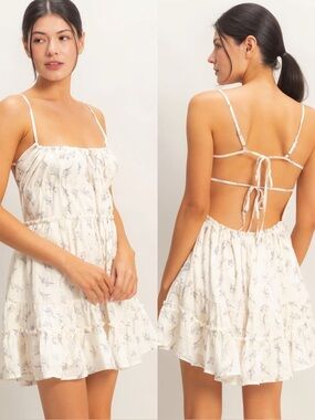 NEW HYFVE Purple Floral Strapless Textured Tiered Dress Size Medium